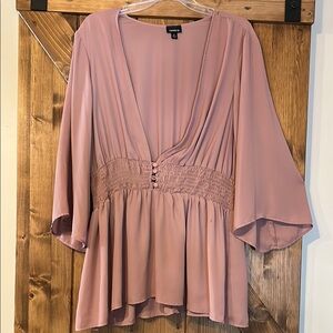 Torrid Mauve Blouse with Smocked Waist
